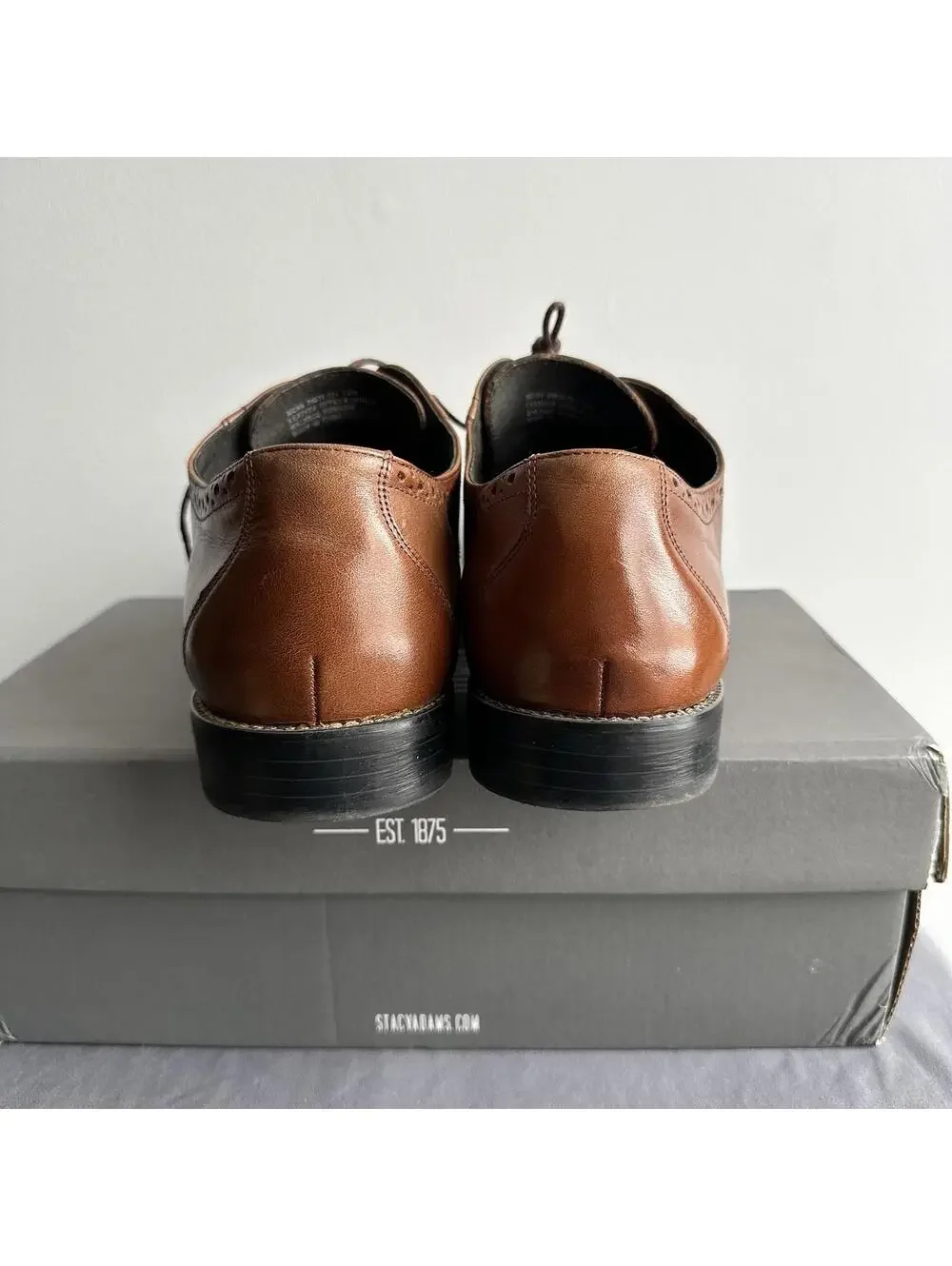 Stacy Adams Men 13W Shoes Cognac Garrison Wingtip Leather Oxford